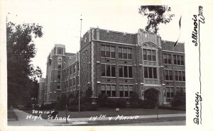 RPPC, Senior High School, 14th & Maine, Photo by White, Quincy IL, Old Post Card