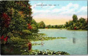 View of Wabash River, Peru IN Vintage Linen Postcard F34