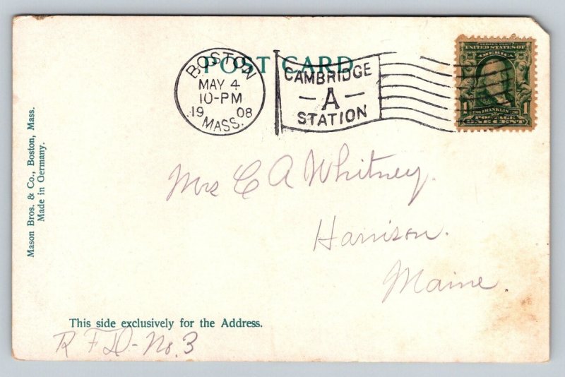 1908  Free Masons  Masonic Temple   Boston  Massachusetts   Postcard