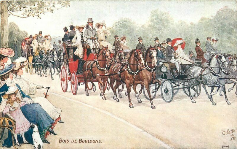 Bois De Boulogne Stagecoach France Tuck C-1910 #942P Postcard Oilette 20-1601