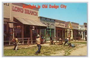 Postcard Gunfight In Old Dodge City Historic Front Street Dodge City Kansas