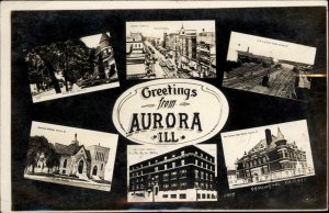 Aurora Illinois IL Multi View c1910 Real Photo Postcard