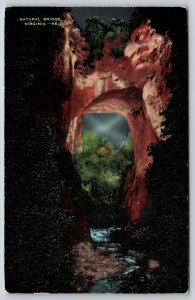 Natural Bridge Virginia~Natural Bridge From Below At Night~Vintage Linen Postcar