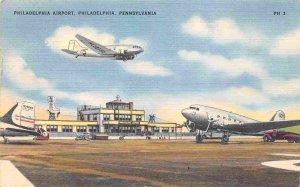 Planes Philadelphia Pennsylvania 1954 linen postcard
