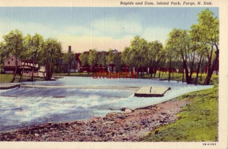 RAPIDS AND DAM, ISLAND PARK. FARGO, ND 1945