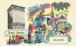 St. Louis, MO HOTEL STATLER Washington Ave c1940s Vintage Postcard