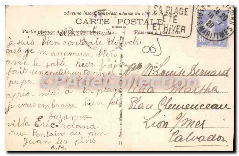 Old Postcard Juan Les Pins Beach