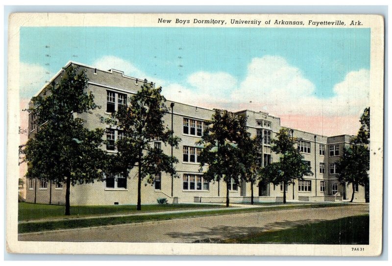 1940 New Boys Dormitory University Of Arkansas Fayetteville AR Posted Postcard