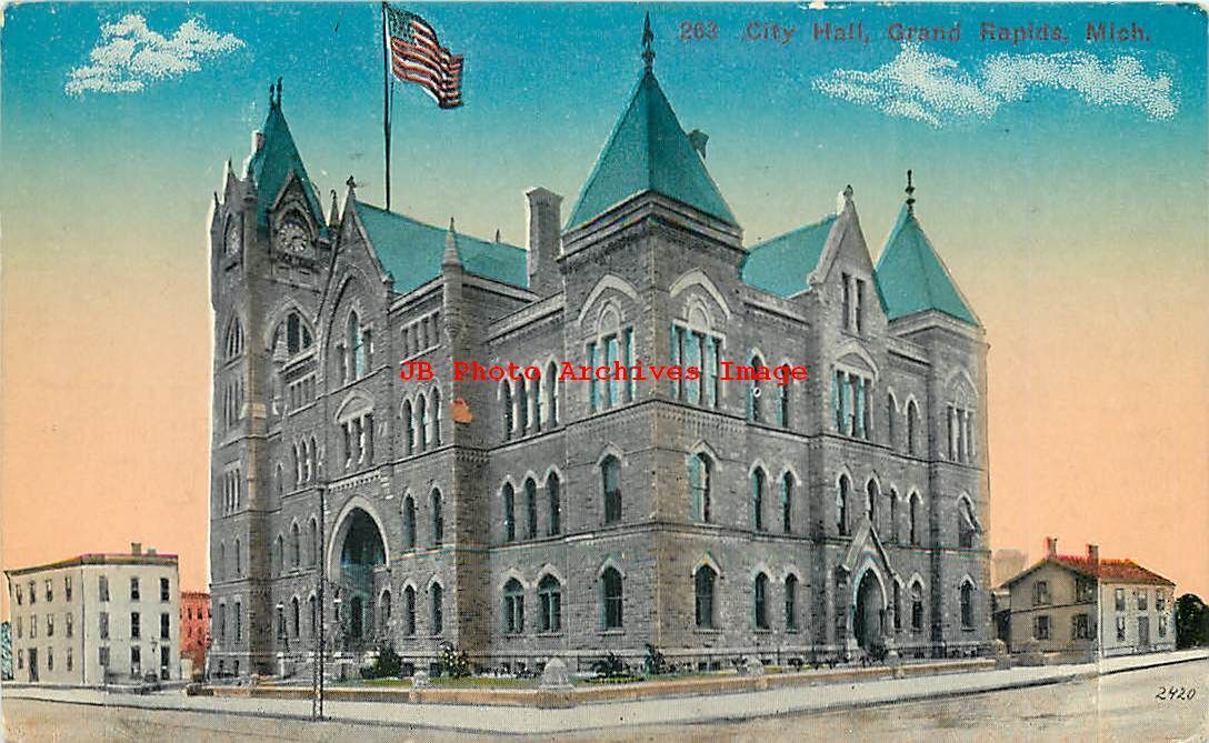 MI, Grand Rapids, Michigan, City Hall Building, 1915 PM, Canaan Pub No