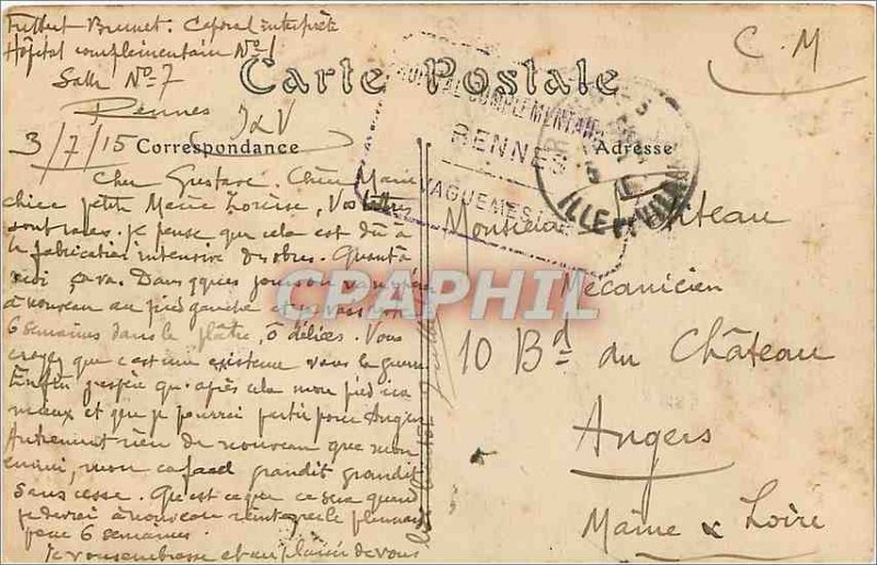 Old Postcard Rennes Ille et Vilaine Tabor Grand Staircase At the bottom of th...