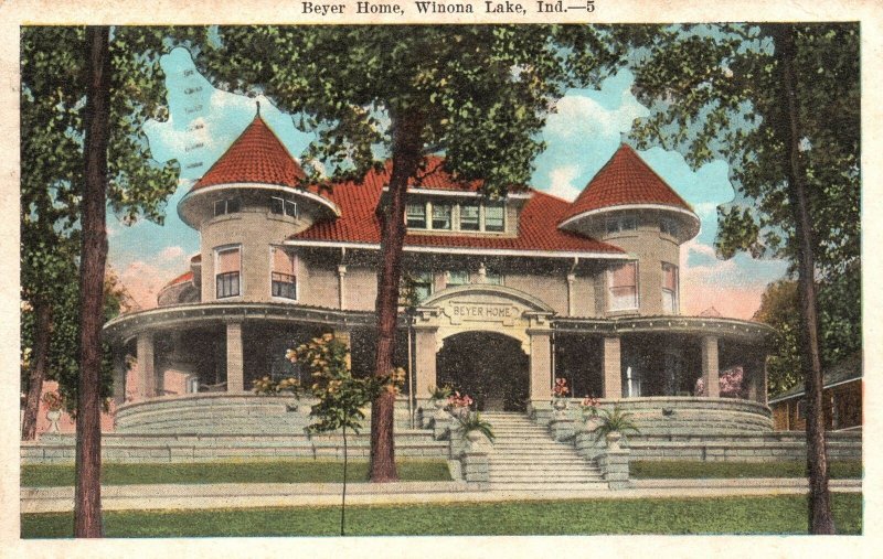 Vintage Postcard 1938 Bayer Home House Winona Lake Indiana IN E. C. Kropp Pub.