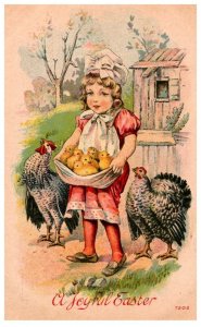 Children , New year , Girl apron of chicks , Turkeys