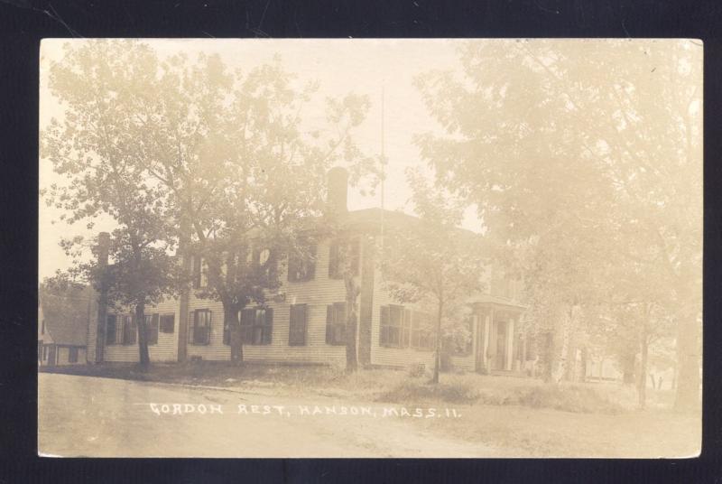 RPPC HANSON MASSACHUSETTS GORDON REST RET\ST MASS. VINTAGE REAL PHOTO POSTCARD