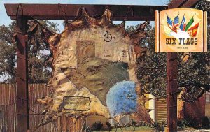 Frontier Map Six Flags Amusement Park Dallas Fort Worth Texas 1960s postcard