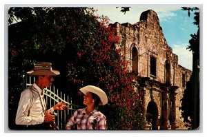 Texans Discussing a Lost Bike The Alamo San Antonio TX UNP Chrome Postcard K18
