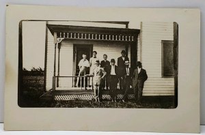 RPPC Family Posing for Picture on Porch Douglas North Dakota Estate Postcard D16