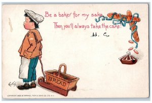 1906 Boy Bread Baker Basket Tuck's Hartford Connecticut CT Antique Postcard