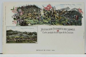 Suisse Historic Switzerland c1898 BATAILLE DE STOSS 1405 no 430 Postcard L7