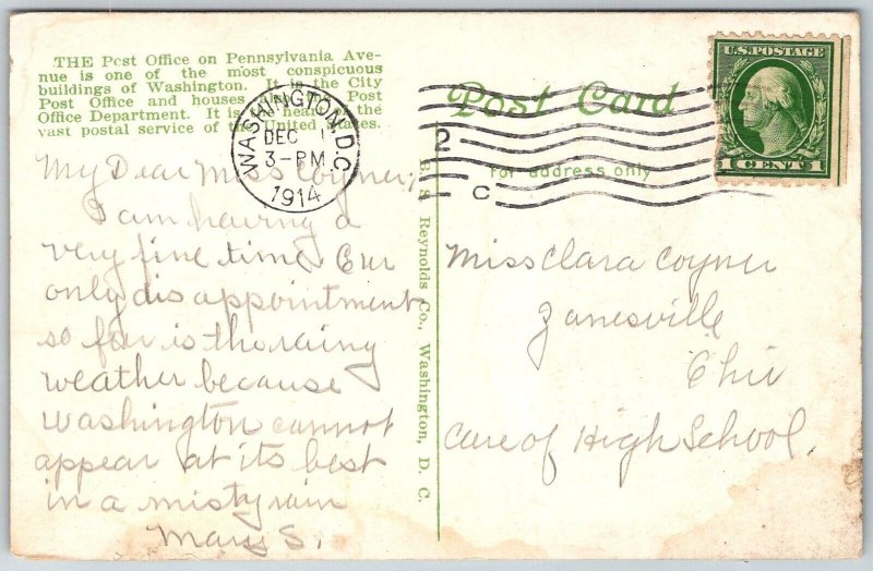Washington DC 1914 Postcard Post Office