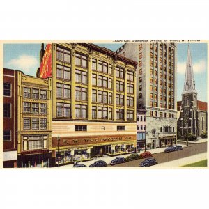 Linen Postcard - Important Business Section of Utica,New York