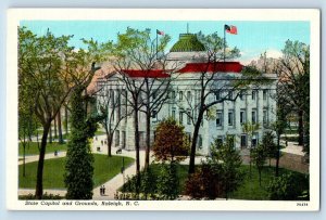 Raleigh North Carolina NC Postcard State Capitol Grounds c1940 Vintage Antique