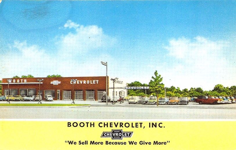 W. Babylon L. I. NY Booth Chevrolet Car Auto Dealership Postcard