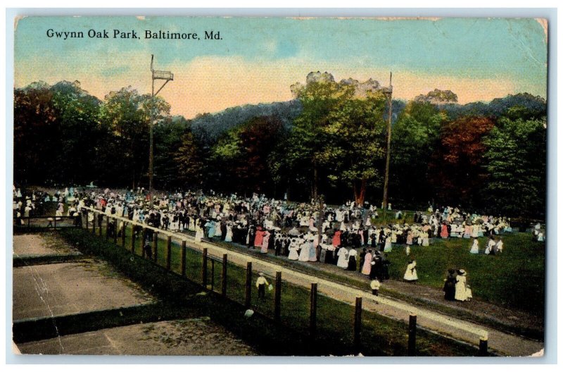 c1910 Crowds at Gwynn Oak Park Baltimore Maryland MD Antique Unposted Postcard