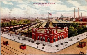 Postcard MO St. Louis Anheuser Busch Shipping Yards Beer Trucks 1910 S81