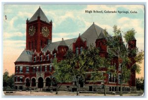 1910 High School Exterior Building Colorado Springs Colorado CO Vintage Postcard