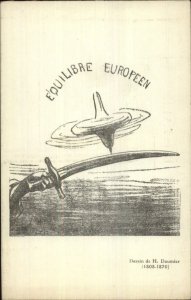 Military Propaganda Equal Europe Spinning Top on Sword H. Daumier Postcard