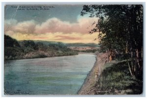 Oak Lake Manitoba Canada Postcard Assiniboine River 1910 Antique Posted