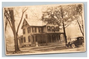 Vintage 1920's RPPC Postcard Nice Suburban Home Antique Auto Parked NICE