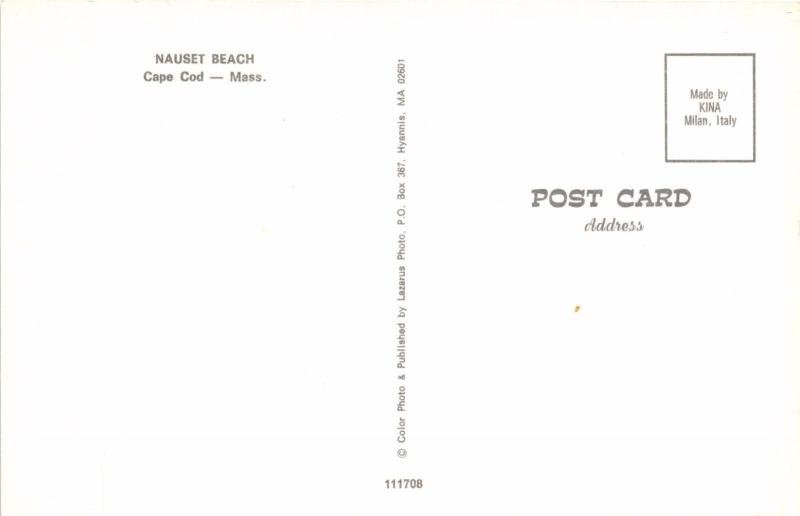 CAPE COD MASSACHUSETTS NAUSET BEACH VIEW POSTCARD 1960s
