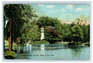 C.1907 Light House Palmer Park Detroit Michigan Pond Vintage Postcard P78
