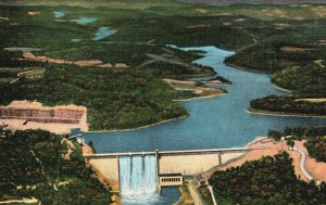 Vintage Postcard 1936 View of Norris Dam TVA Clinch River Knoxville Tennessee