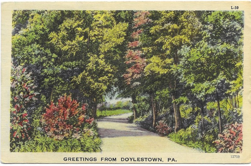 US Doylestown, Pennsylvania. (pop 8500)  Old - Used #839 coil. Mailed in 1947