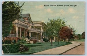 Postcard GA Macon Upper Georgia Avenue 1912 Residential Area Street View N14