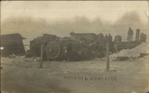 RR Train Wreck Cherokee County Cleghorn Iowa IA Cancel Schneider RPPC c1910