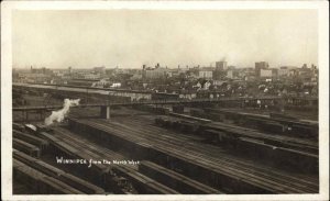Winnipeg Manitoba RR Train Car Yards c1910 Real Photo Postcard 