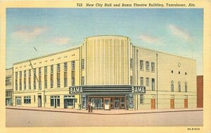 Tuscaloosa Alabama City Hall Bama Theater Ehlers Teich linen Postcard 21-6979