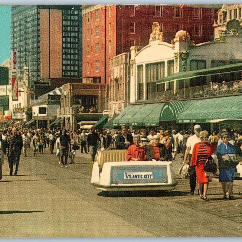 8 Panoramic c1960s Atlantic City, NJ Boardwalk Roll Chair Oversize Postcard 1F