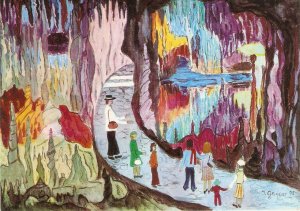  Ingeborg Gauger. Interior Cuevas  Modern  Spanish Naive Painting postcard