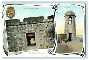1909 St. Augustine Florida FL Entrance Fort Marion Old Watch Tower Postcard