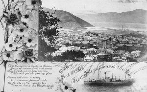 DUNEDIN Steamship Christmastide New Zealand RPPC ca 1910s Vintage Postcard