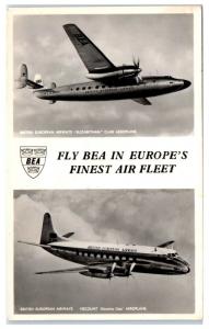 RPPC Fly BEA British European Airways, Elizabethan & Discovery Class Postcard