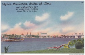 Skyline Overlooking Bridge Of Lions And Matanzas Bay, Saint Agustine, Florida...