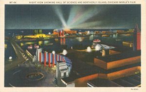 Chicago World's Fair Northerly Island Night View CT Art Colortone WF44 Postcard