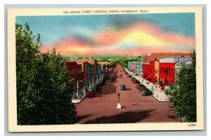 Vintage 1940's Postcard Antique Cars on Broad Street Kingsport Tennessee