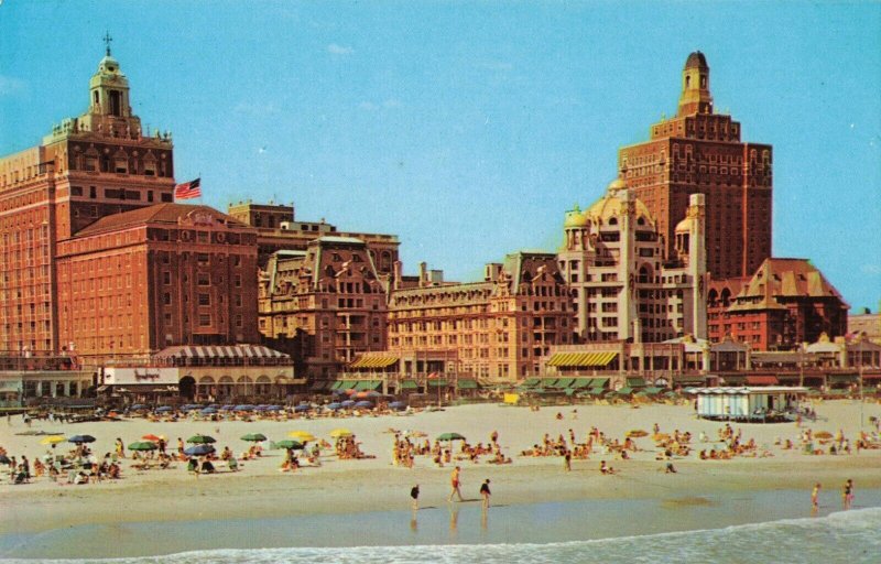 Clarridge Hotel USA Flag Beach Sun Bathers Atlantic City, N.J. Postcard 