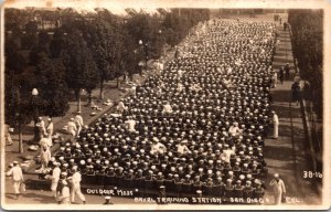 Real Photo Postcard Outdoor Mess, Naval Training Station, San Diego, California